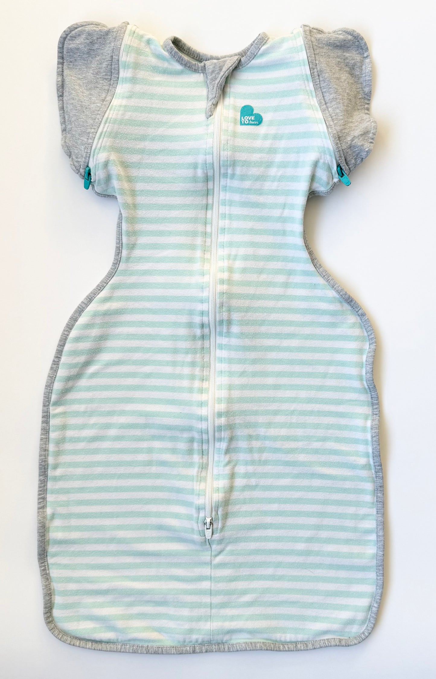 Love to Dream White & Mint Striped Swaddle Up Transition Bag Original (Medium)
