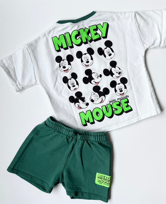 Zara x Disney Green Mickey Mouse T-Shirt & Matching Shorts Set (3 Years)