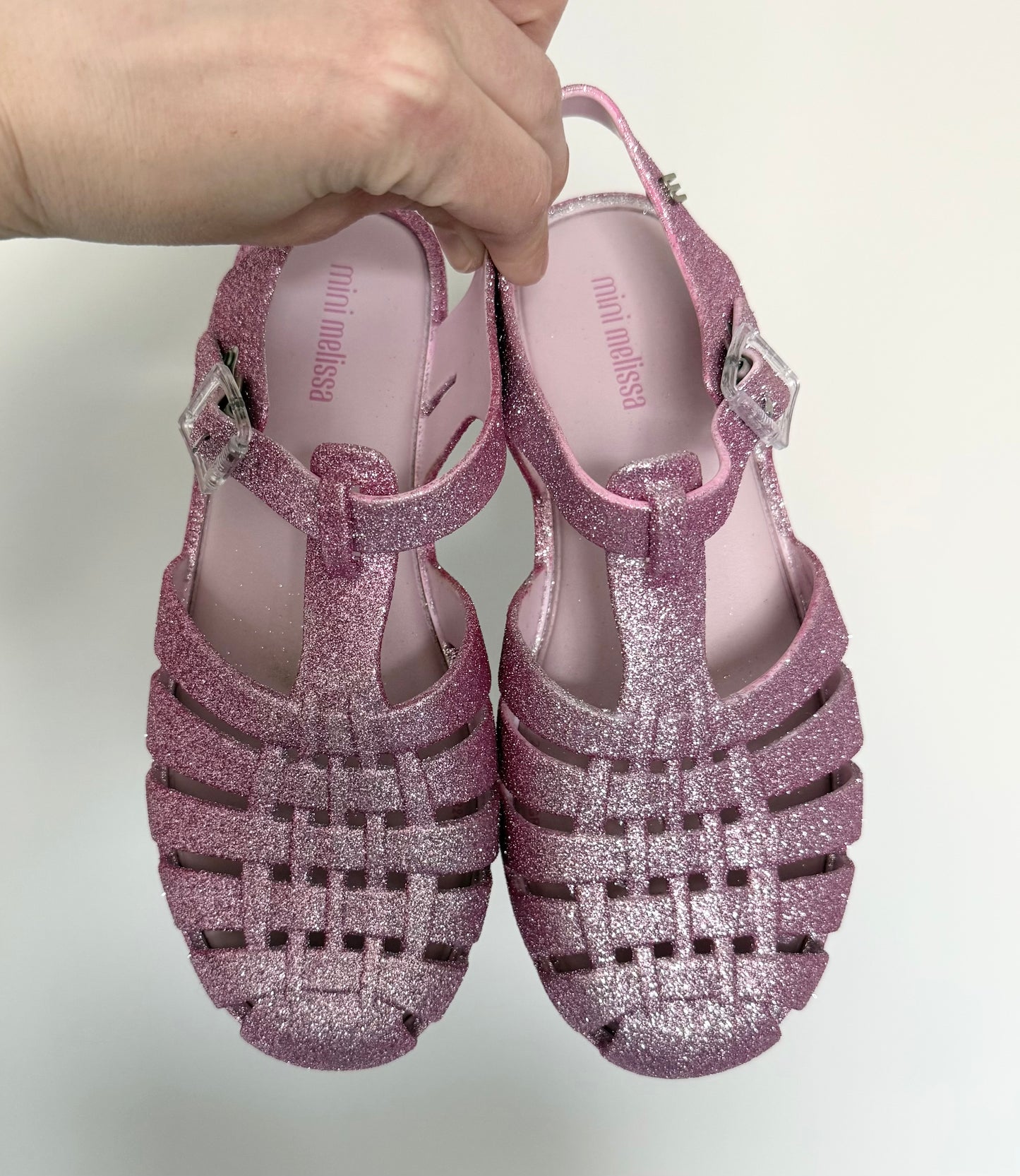 Mini Melissa Possession Pink Glitter Sandals (Kids 3)