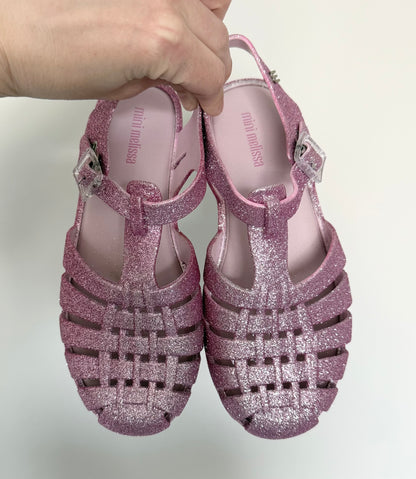Mini Melissa Possession Pink Glitter Sandals (Kids 3)