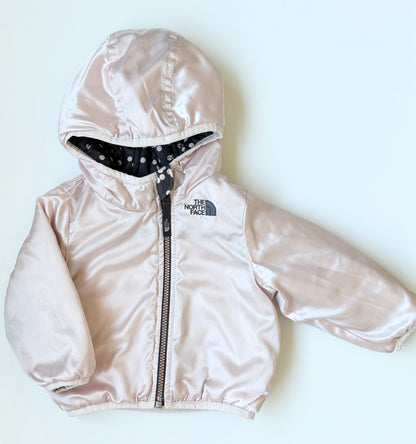 The North Face Perrito Black & Pink Polkadot Reversible Hooded Jacket (6-12 Months)