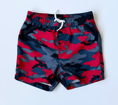 Joe Fresh Grey & Red Camo Swim Trunks (12-18 Months)
