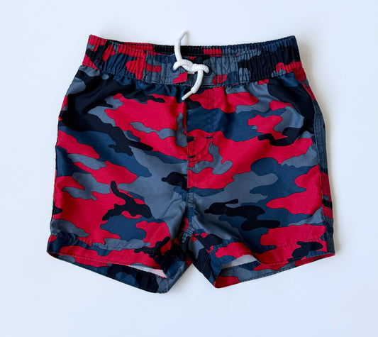 Joe Fresh Grey & Red Camo Swim Trunks (12-18 Months)
