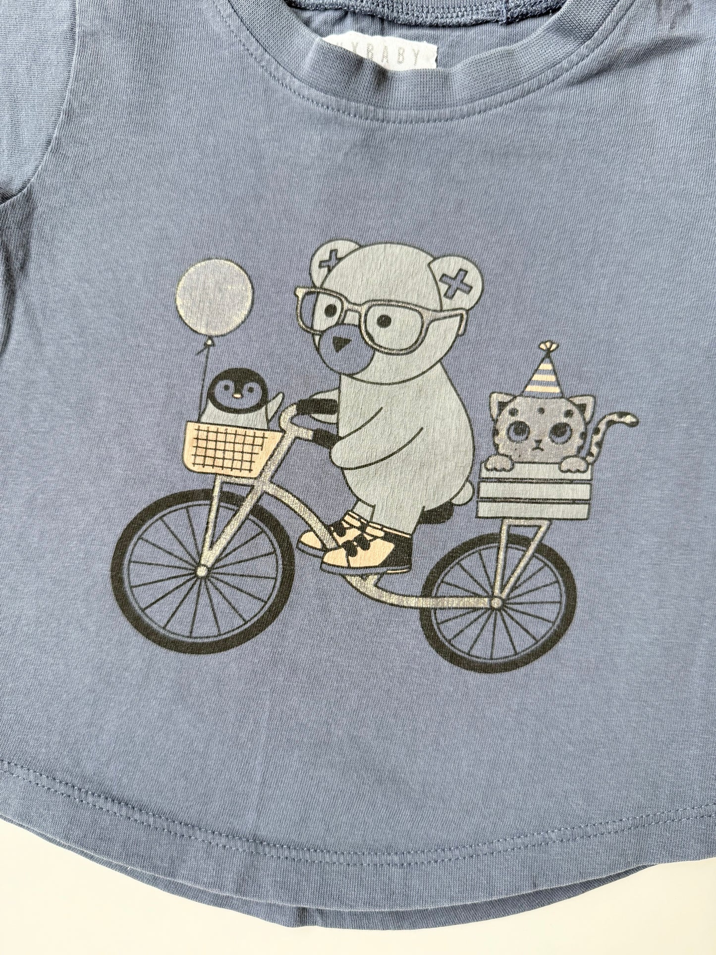 Hux Baby Blue Bicycling Bear T-Shirt (12-18 Months)