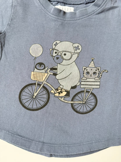 Hux Baby Blue Bicycling Bear T-Shirt (12-18 Months)