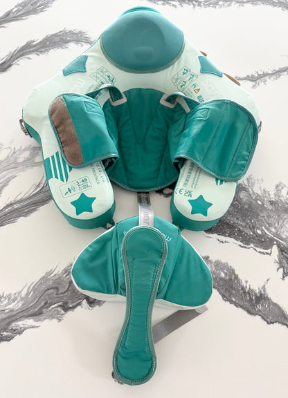 Mambobaby Baby Non-Inflatable Swim Float With Canopy in Airplane Green