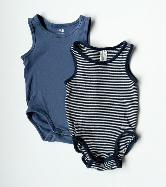 H&M Blue Sleeveless Bodysuit Bundle (4-6 Months)