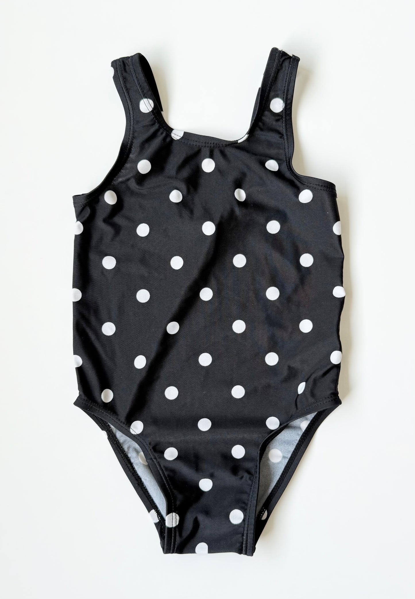 Old Navy Black & White Polkadot One Piece Swimsuit (3T)