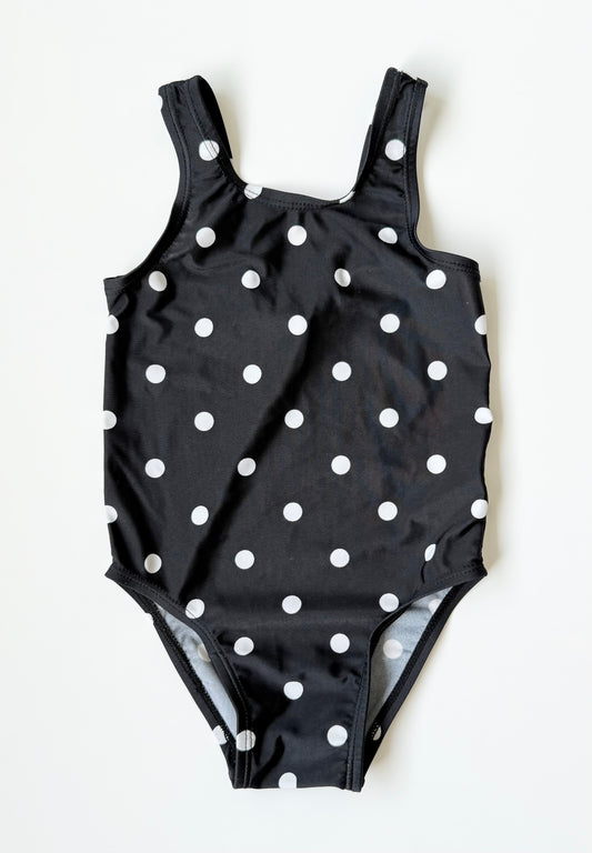 Old Navy Black & White Polkadot One Piece Swimsuit (3T)