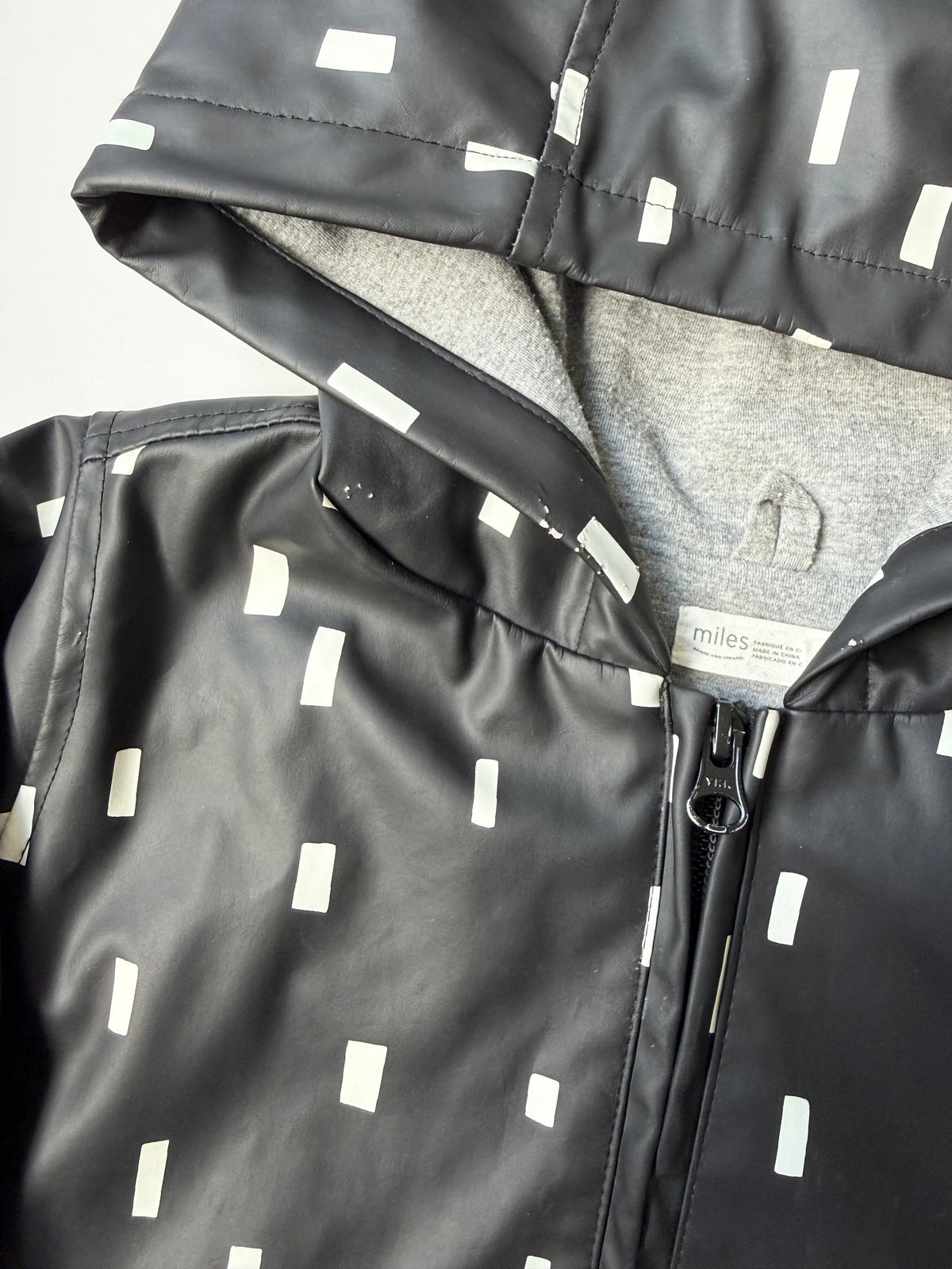 Miles the Label Black & White Lines Rain Coat (5 Years)
