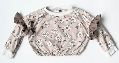 Valee Beige Daisies Cropped Sweater (18-24 Months)