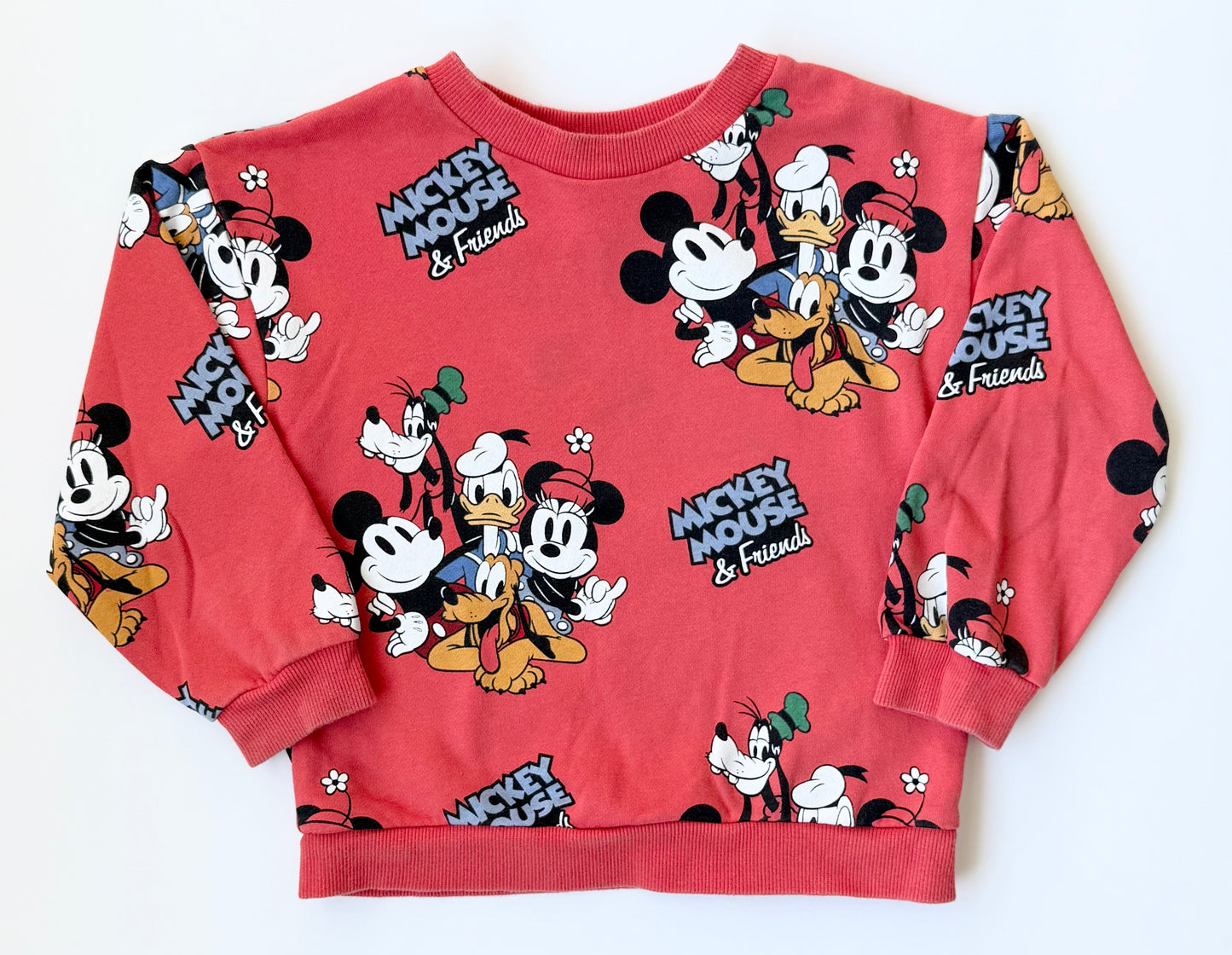 H&M x Disney Red Mickey Mouse & Friends AOP Character Sweater (4-6 Years)