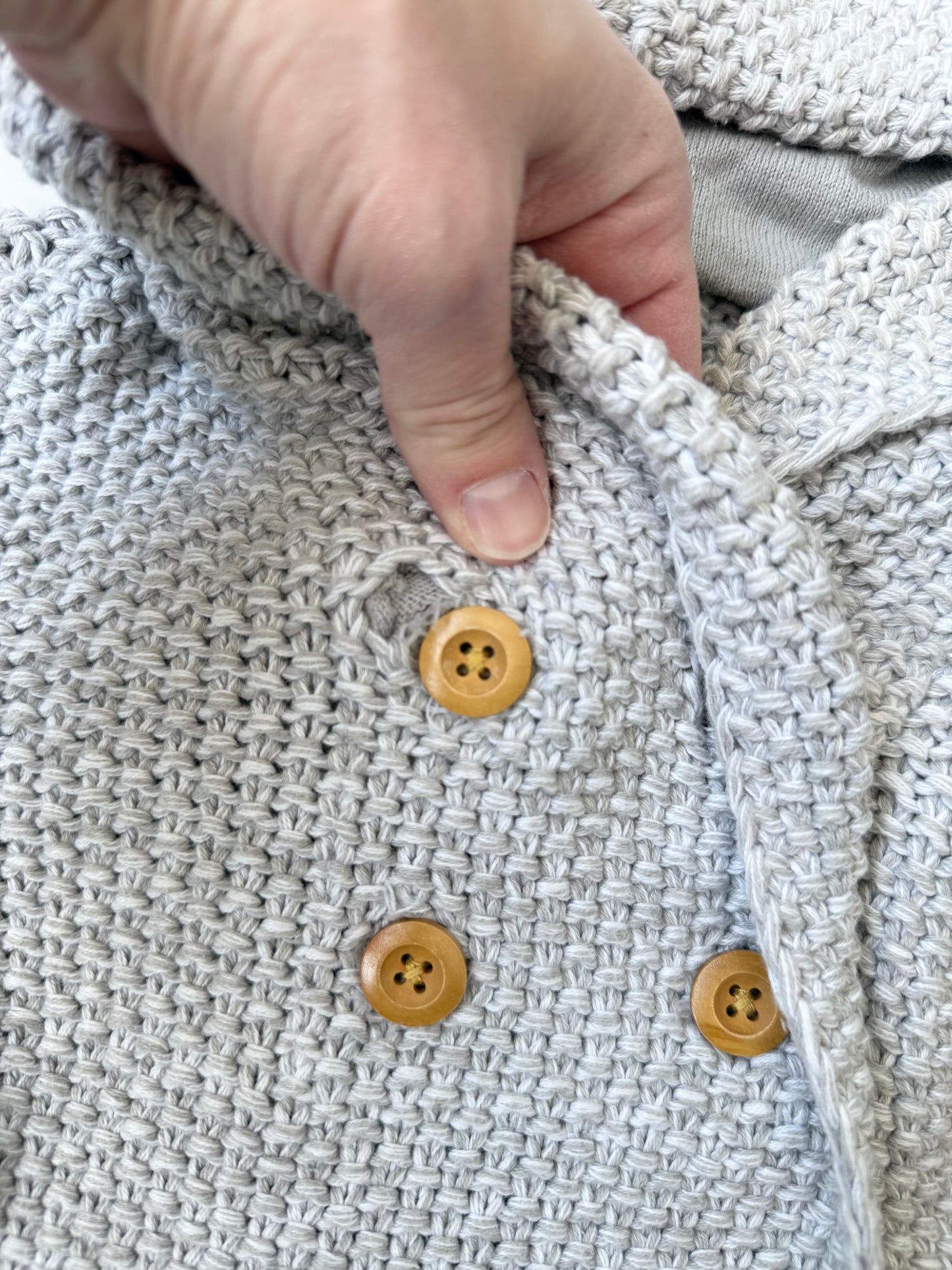 Beba Bean Grey Knit Hooded Sweater (12-18 Months)