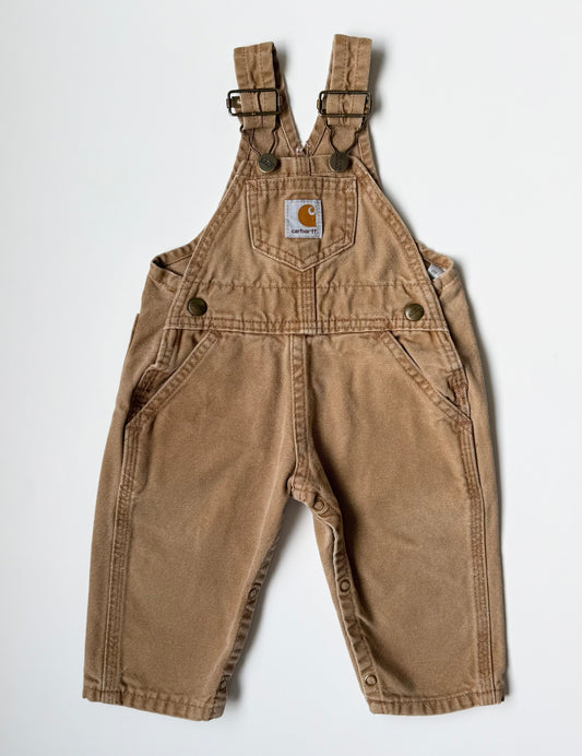 Carhartt Faded Brown Canvas Bib Overalls (6 Months)