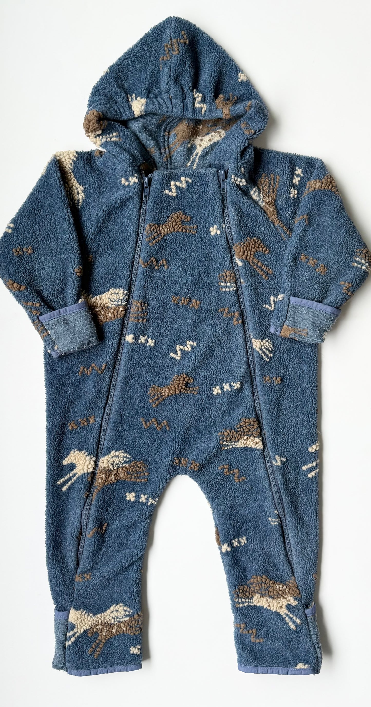 Tsunami Navy & Horses Sherpa Bunting Suit (18-24 Months)