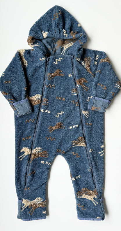 Tsunami Navy & Horses Sherpa Bunting Suit (18-24 Months)