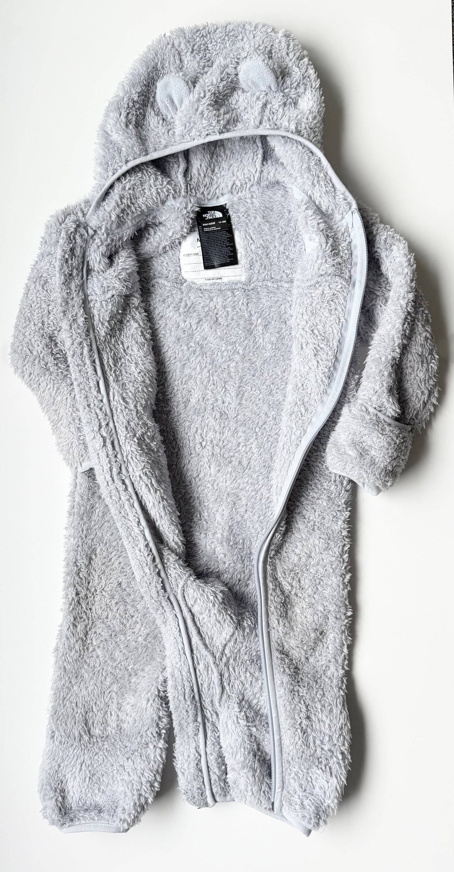 The North Face Baby Bear Grey Furry Bunting Suit (12-18 Months)