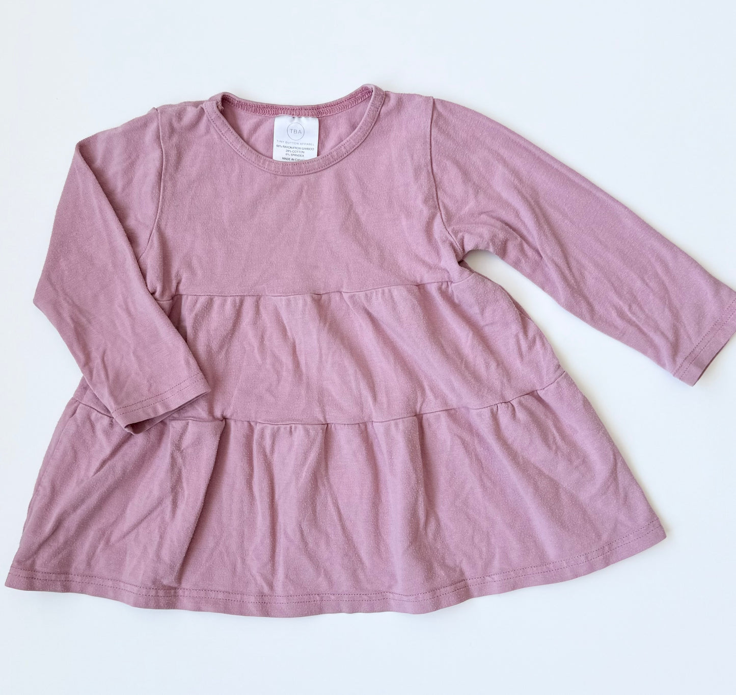 Tiny Button Apparel Pink Tiered Peplum Long Sleeve (2/3T)