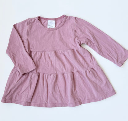 Tiny Button Apparel Pink Tiered Peplum Long Sleeve (2/3T)