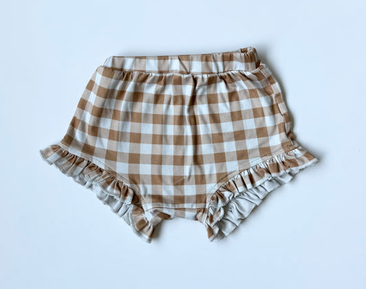 PatPat White & Brown Checkered Shorts (3-6 Months)