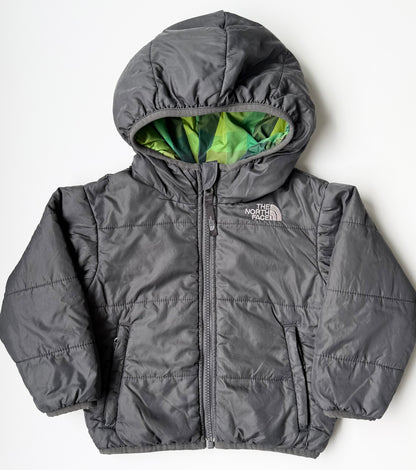 The North Face Perrito Grey & Green Plaid Reversible Jacket (2T)