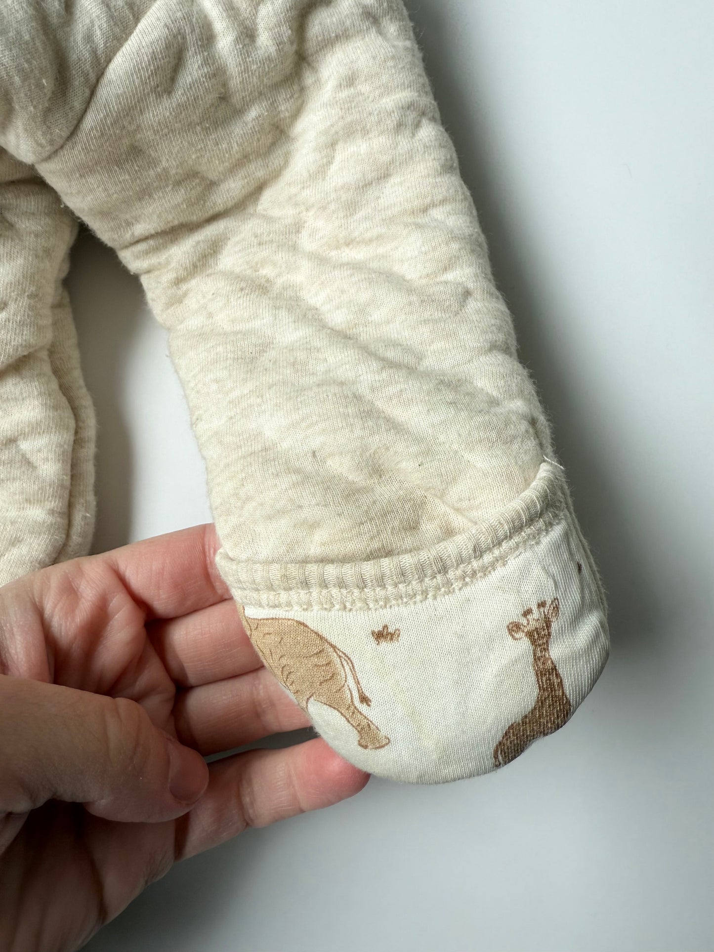 Fixoni Cream Quilted & Safari Animals Bunting Suit (3 Months)