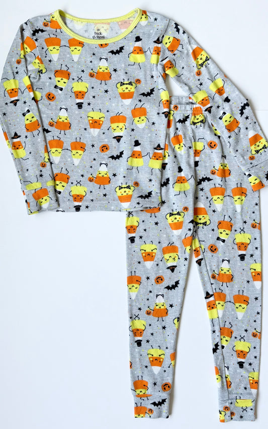 Trick or Treat Sleep Grey Candy Corn Two Piece PJ Set (5T)