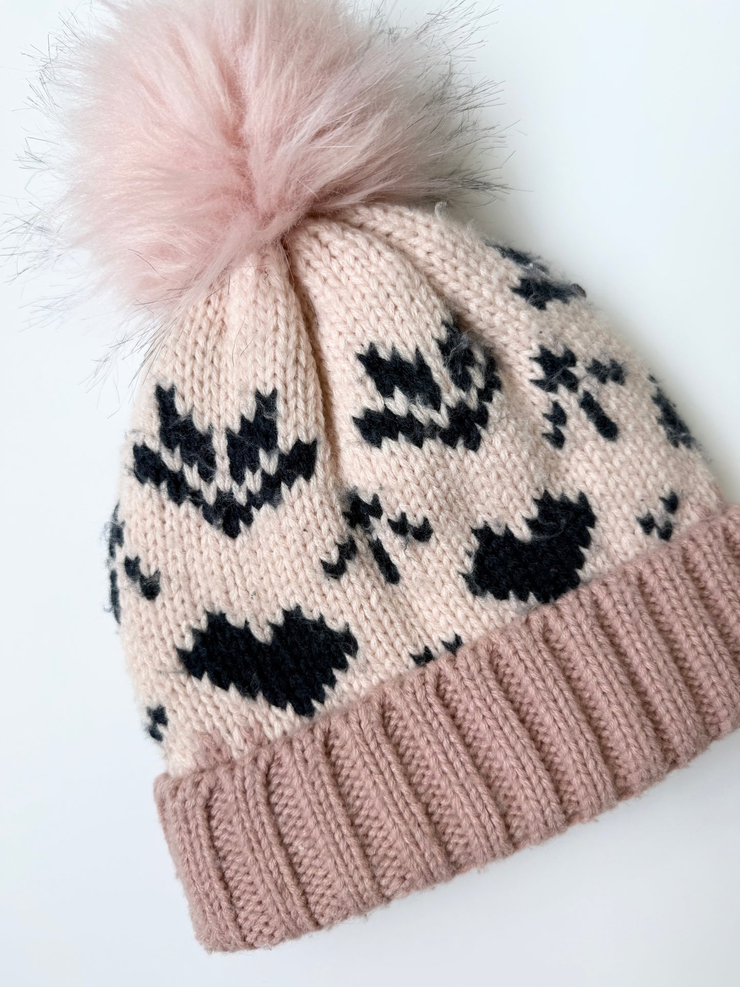 Name It Pink & Navy Hearts Knit Pom Toque (1-2 Years)
