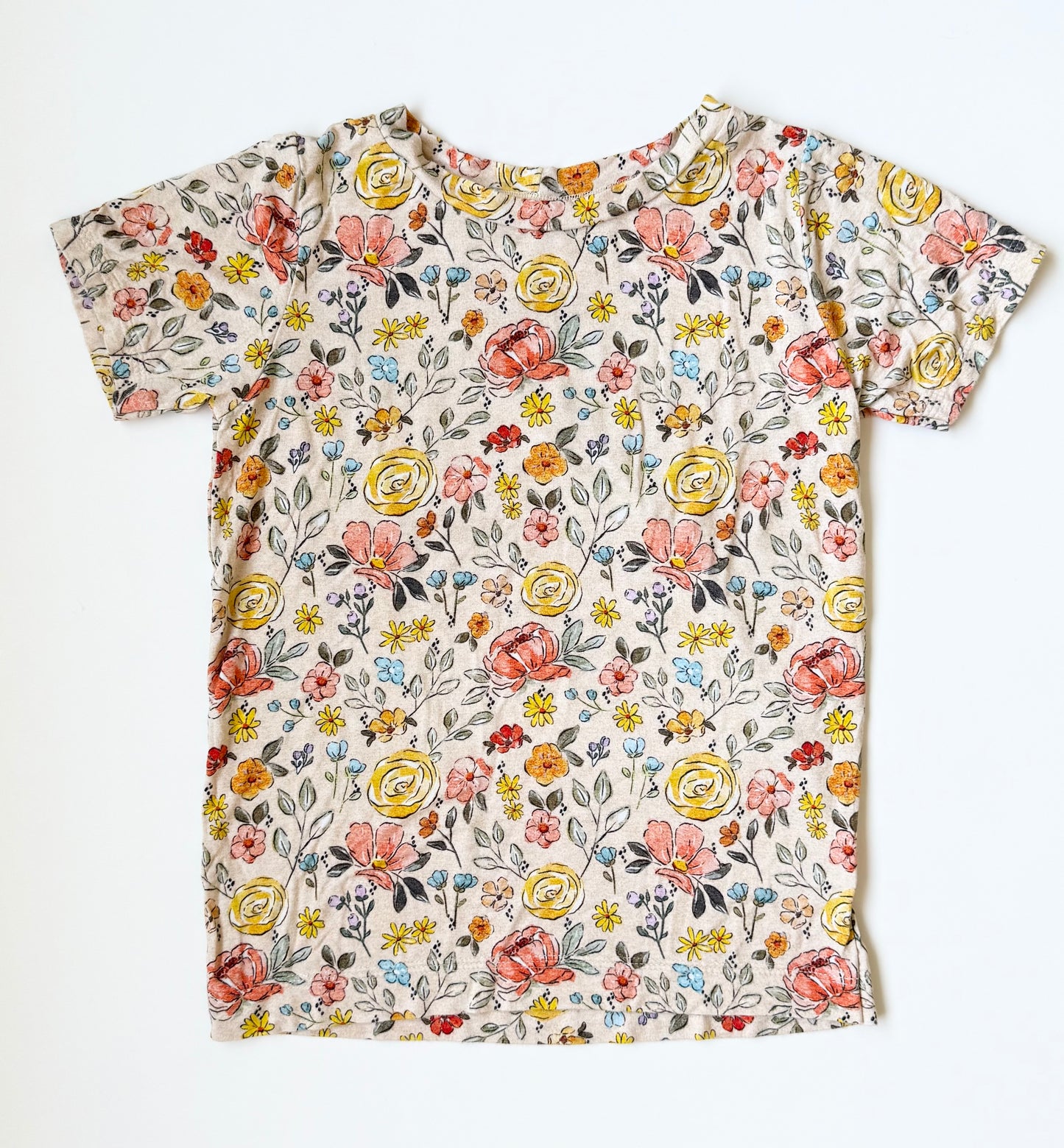 Tiny Tims Small Shop Handmade Beige Floral T-Shirt (6T)