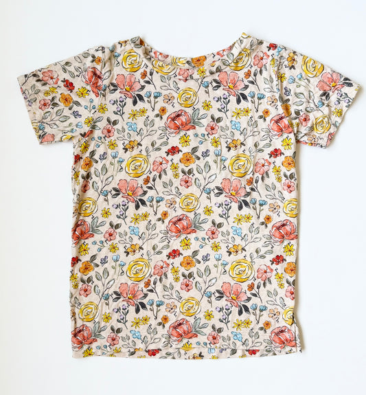 Tiny Tims Small Shop Handmade Beige Floral T-Shirt (6T)