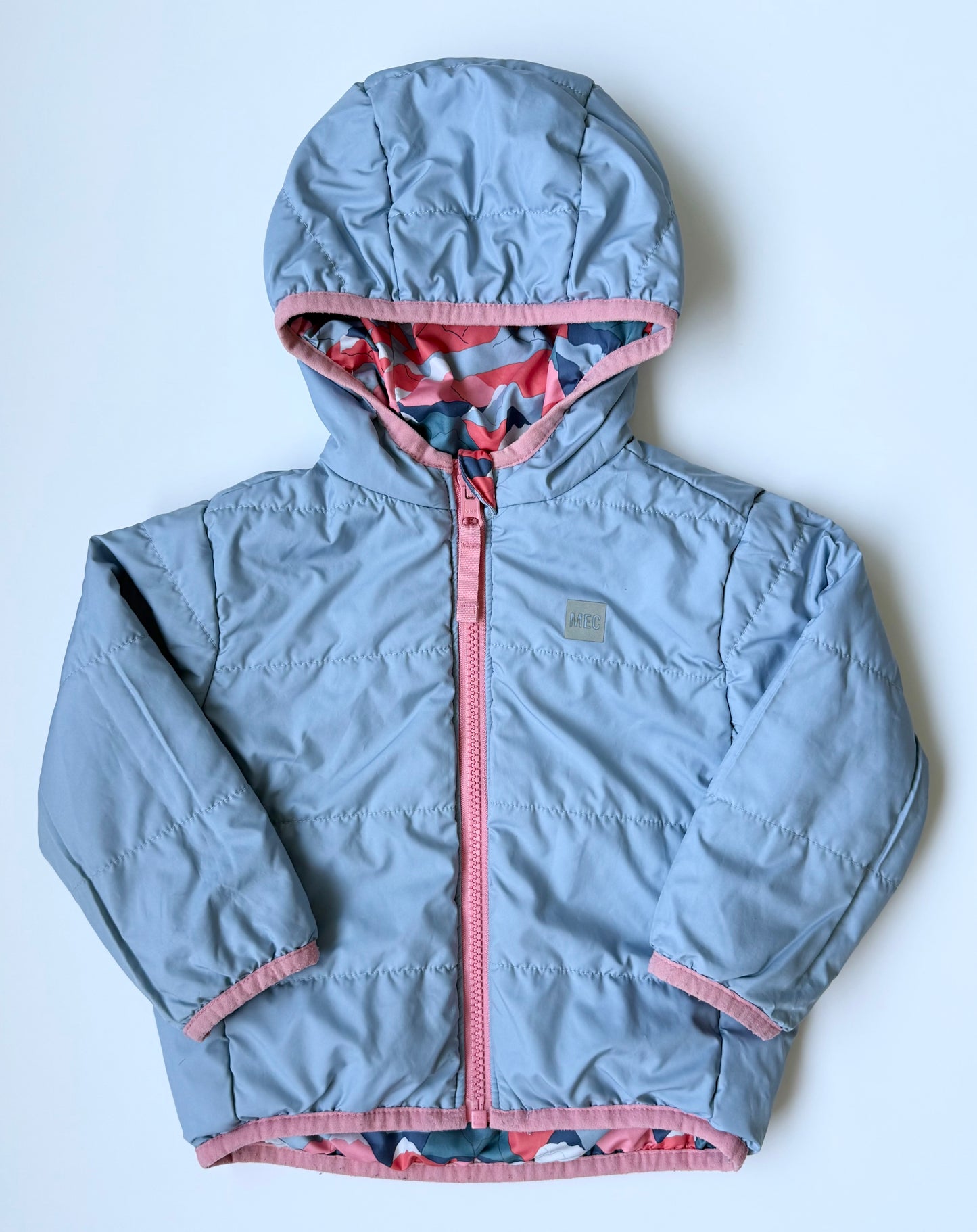 MEC Cocoon Pink & Blue Mountains Reversible Fall Jacket (18-24 Months)