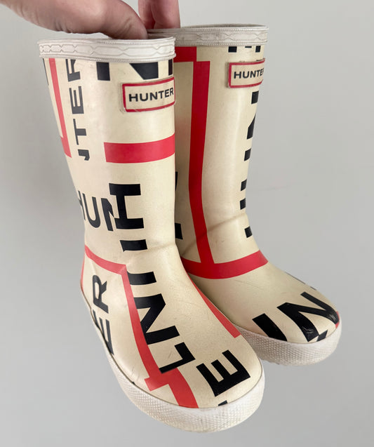 Hunter White & Print Rubber Boots (UK9)