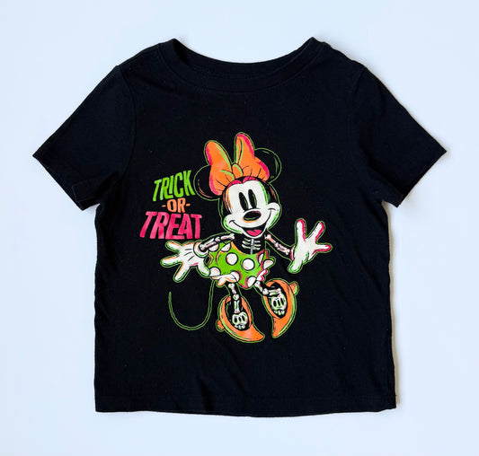 Disney 100 Halloween Black Neon “Trick or Treat” Minnie T-Shirt (3T)