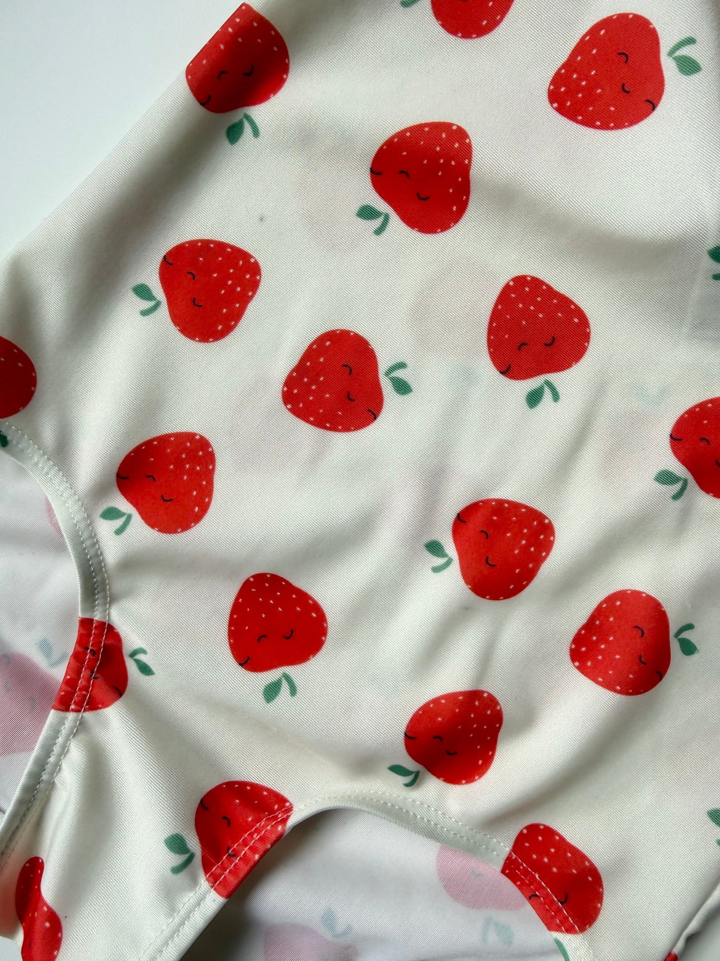 H&M White & Red Strawberries One Piece Swimsuit (1-2 Years)