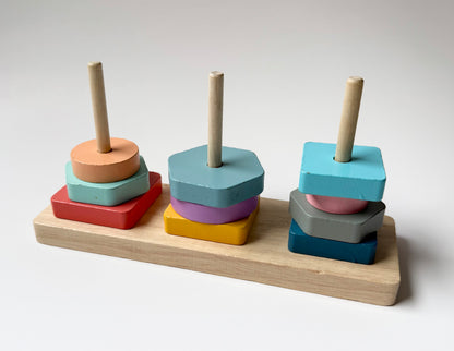 Wooden Colourful Shapes Stacker