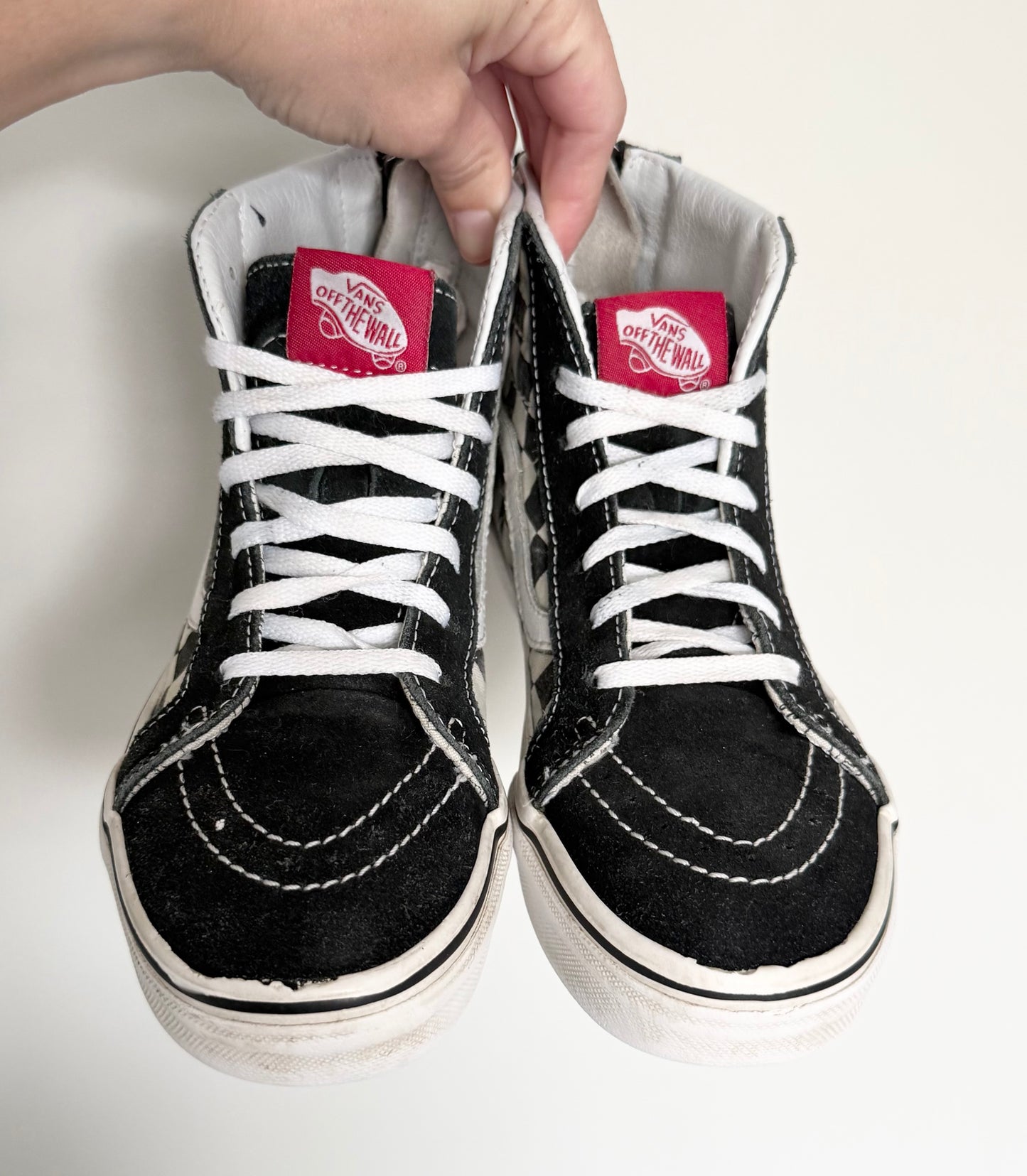 Vans x Disney Black & White Checkered Mickey Mouse High Top Lace Up & Zipper Sneakers (Kids 4)