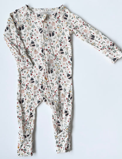 LouLou Lollipop Beige Bumblebees Sleeper Romper (6-12 Months)