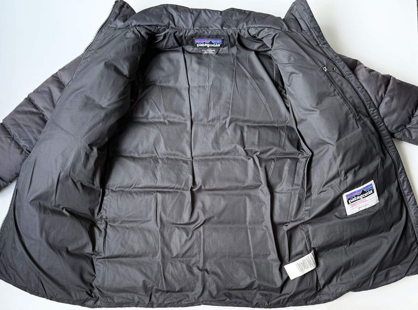 Patagonia Down For Fun Black Puffer Long Winter Coat (7-8 Years - Small)