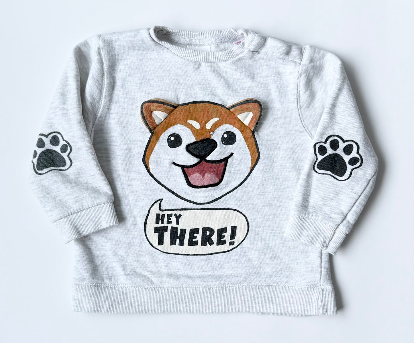 Zara Light Grey “Hey There!” Corgi Sweater (3-4 Years)