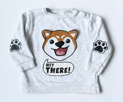 Zara Light Grey “Hey There!” Corgi Sweater (3-4 Years)