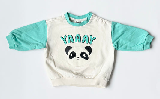 Kappahl Mint & White “Yaay” Panda Sweater (2-4 Months)