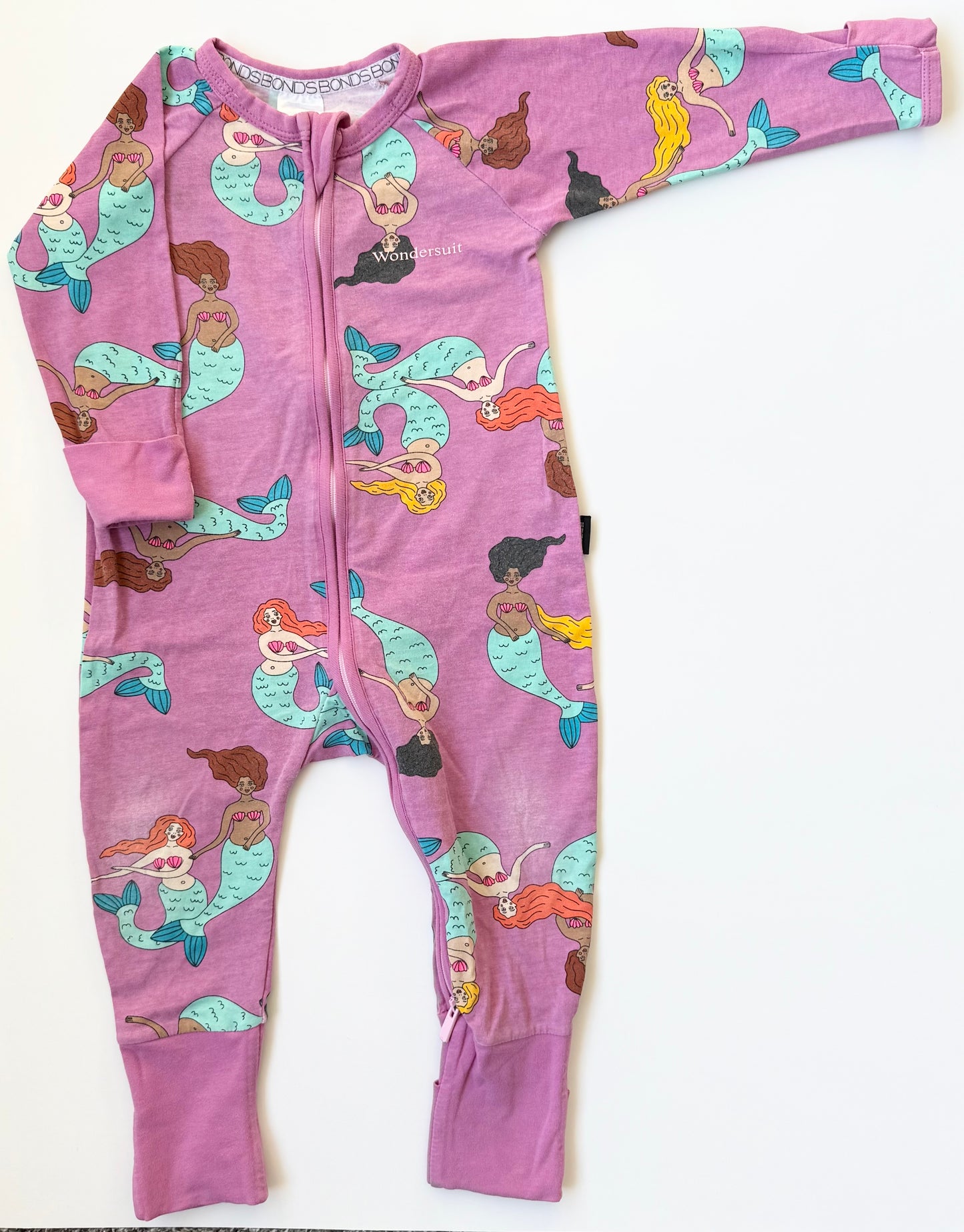 Bonds Wondersuit Purple Mermaids Sleeper Romper (6-12 Months)
