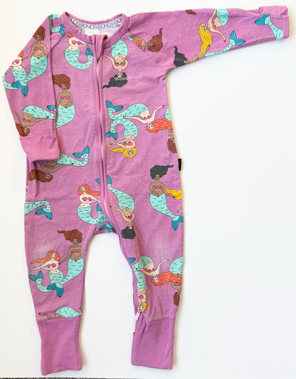 Bonds Wondersuit Purple Mermaids Sleeper Romper (6-12 Months)