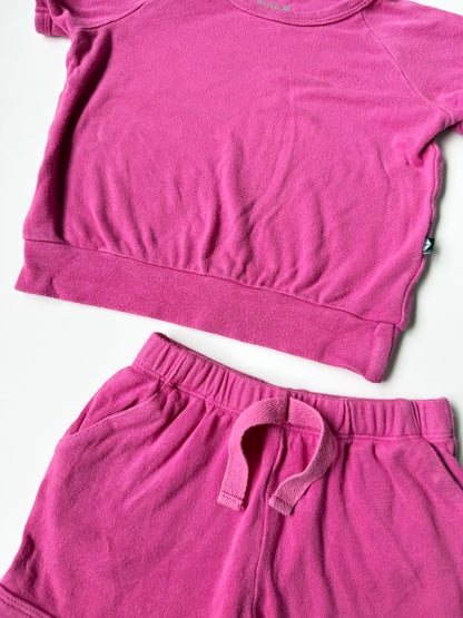 Kyte Raspberry Jersey Short Sleeve Jogger Set (2T)
