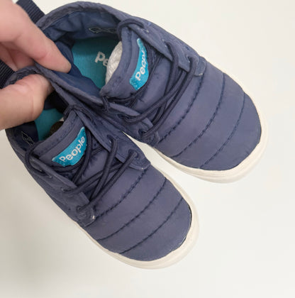 People Navy Quilt Drawstring Stretch Lace Sneakers (6)