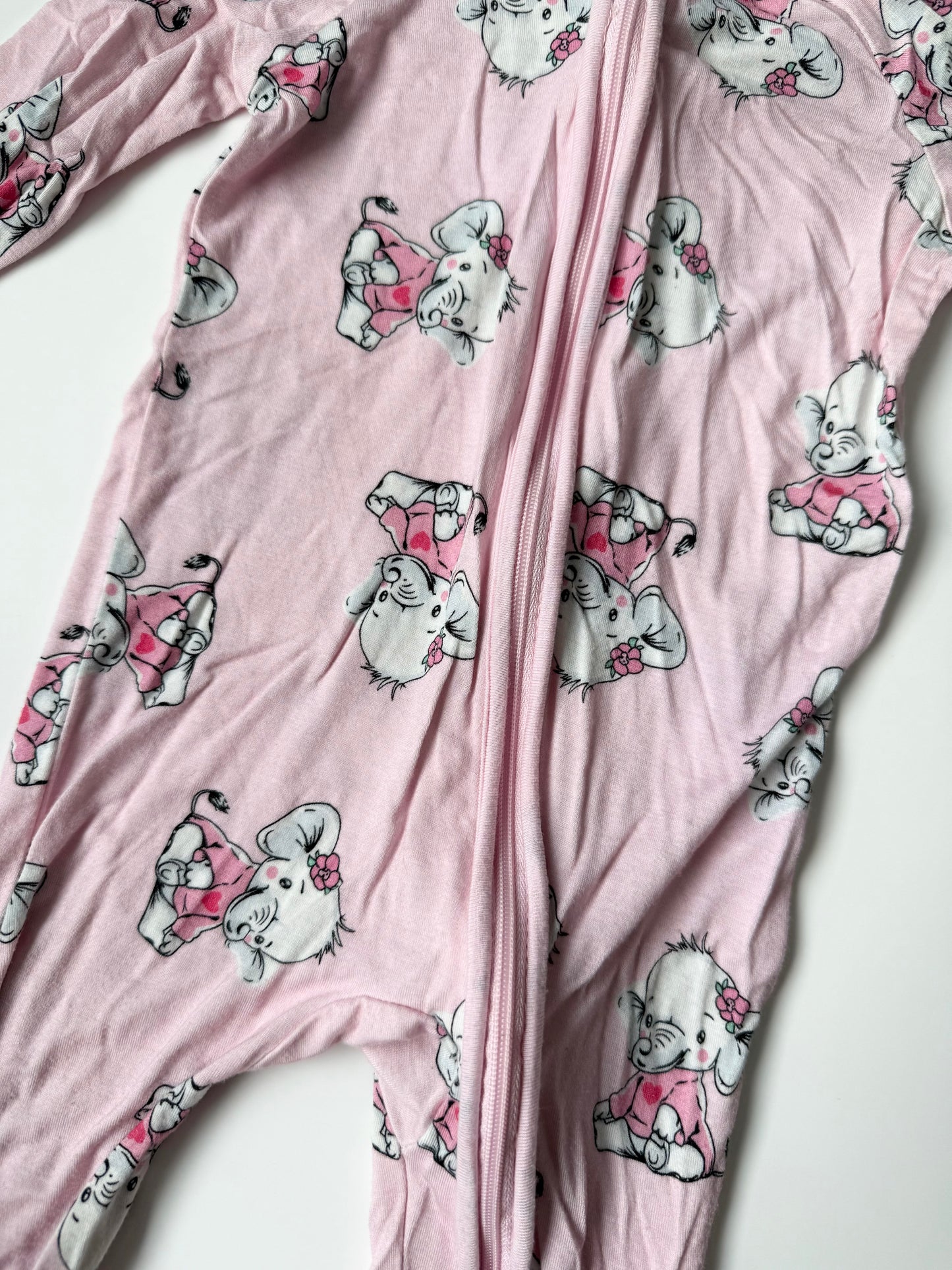 Miozing Pink Baby Elephants Sleeper Romper (3-6 Months)