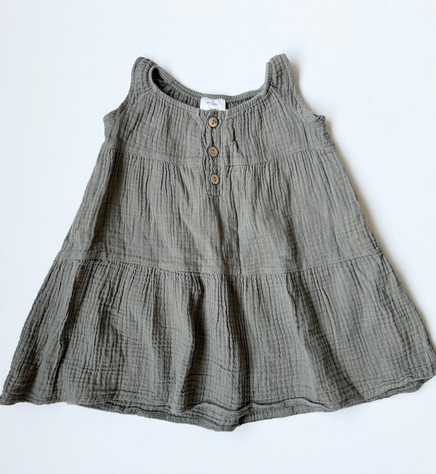 Tiny Button Apparel Forest Green Muslin Tank Top Dress (2/3 Years)