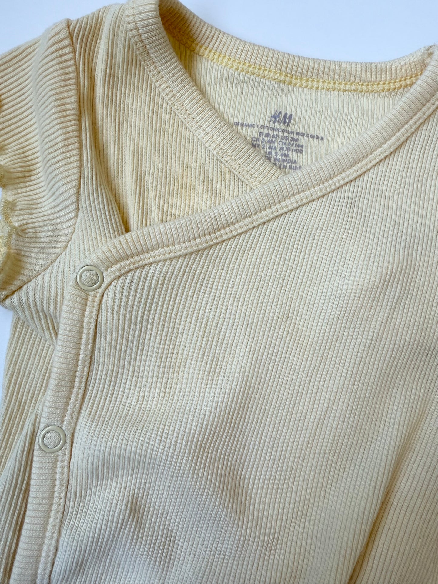 H&M Yellow Ribbed & White Floral Kimono Short Sleeve Bodysuits Bundle (2-4 Months)