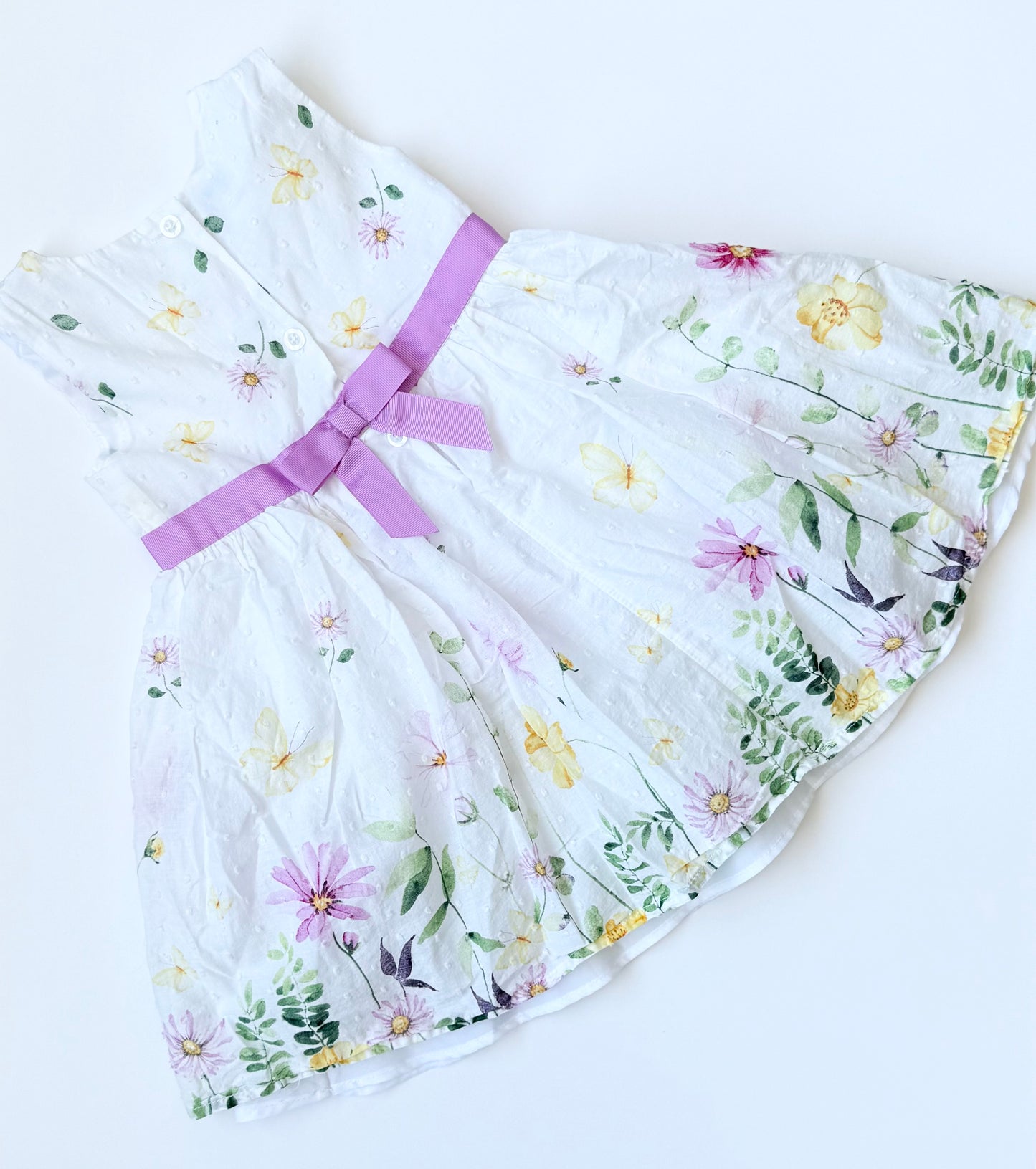 Blueberi Boulevard White & Purple Spring Sleeveless Dress (2T)