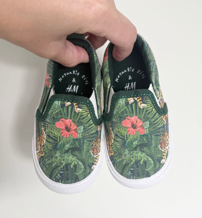 H&M x Nathalie Lete Green Jungle Slip On Sneakers (4.5)